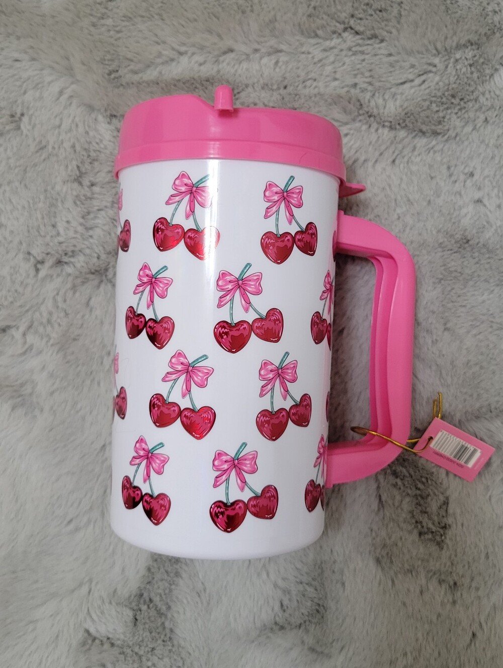 Nwt Simply Southern Pink Cherry Bow Straw Plastic Cup